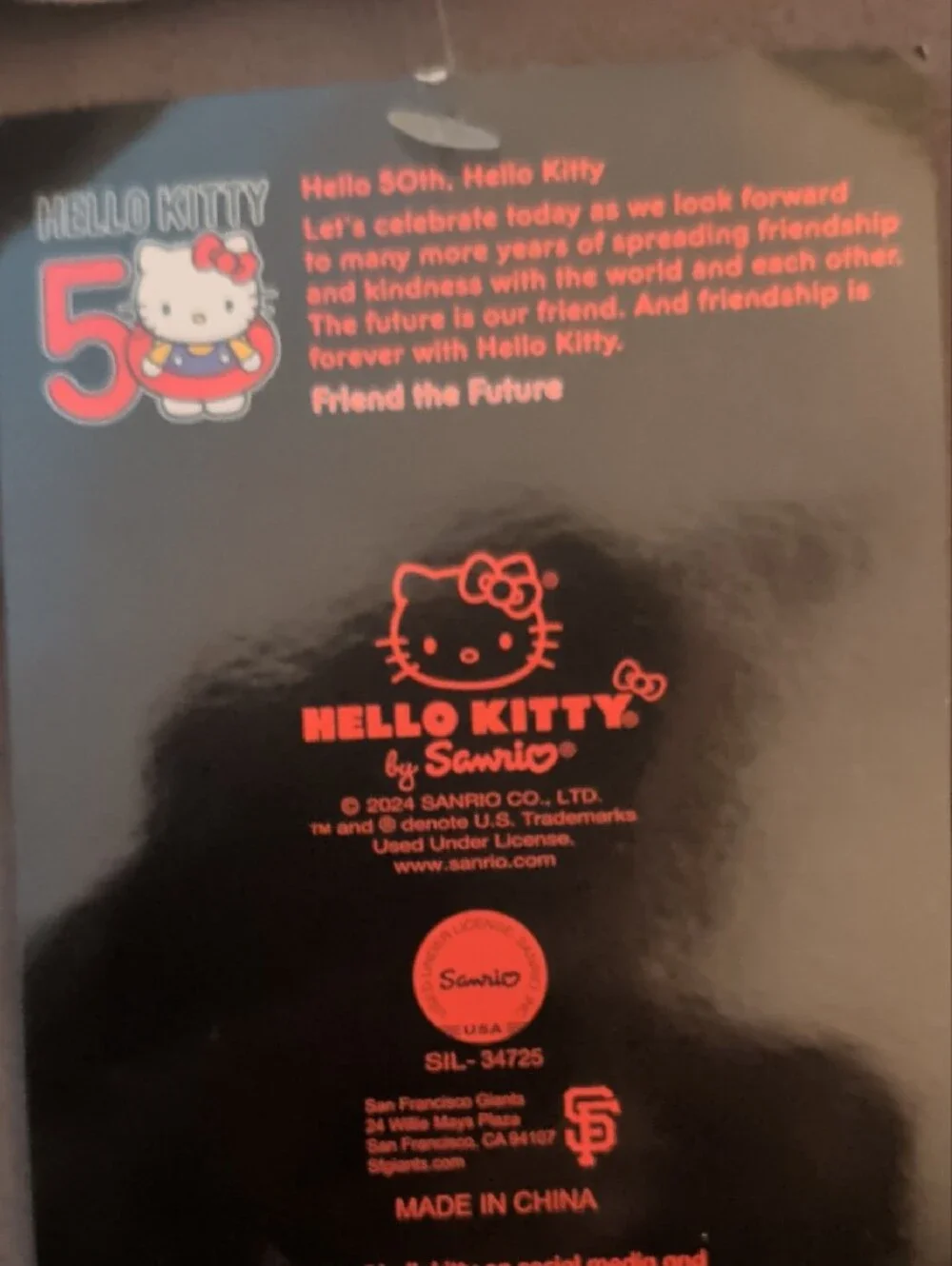 Hello Kitty Black & Red 50th Anniversary Logo Hat